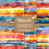 Sunsets - Watercolor Digital Paper Background Textures