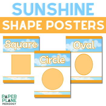 Preview of Sunshine Classroom Decor | Shape Posters (2D and 3D Shapes)