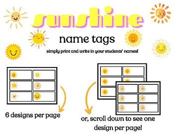 Preview of Sunshine Name Tags/Labels