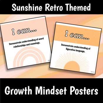 Preview of Sunshine Retro Themed Growth Mindset Speech Therapy Posters