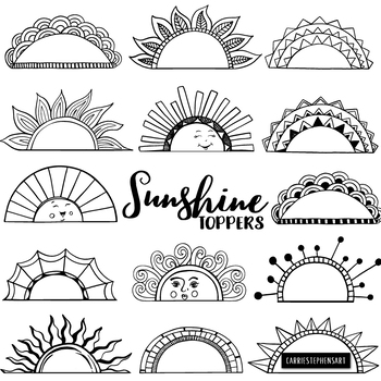 Download Sunshine Toppers, Frame and Label Black Line Art, Sun ...