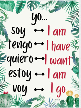 Preview of Super 7 Common Verb Visual - Spanish 1st/3rd person
