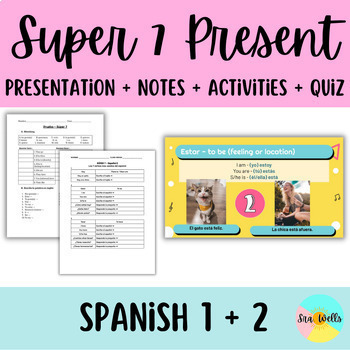Preview of Super 7 High Frequency Verbs | Spanish Present Tense | Google Slides - FREE