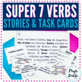 Super 7 Verbs Spanish Short Stories Set | 6 Readings & Task Cards