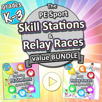 Preview of Super *BUNDLE* Physical Education Sport Station & Relay Races activities pack