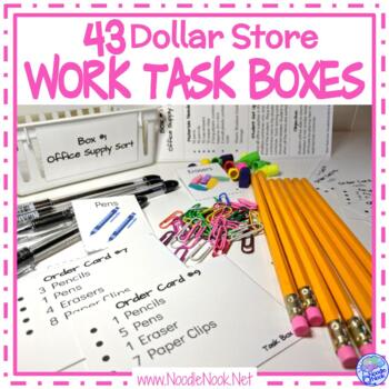 Preview of Super BUNDLE of DIY Dollar Store Vocational Work Task Boxes - 43 Activities!