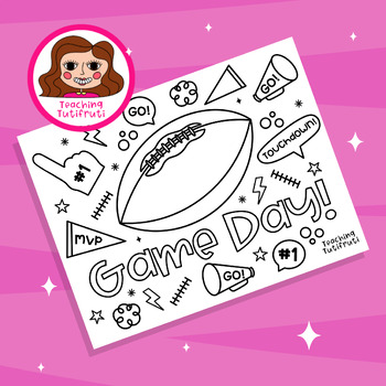 Preview of NFL Super Bow GAME DAY Colouring page {By Teaching Tutifruti}