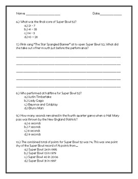 SOLUTION: Free printable super bowl trivia quiz answer key - Studypool