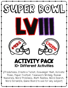 Preview of Super Bowl 58 (2024) - Packet of Engaging Football Themed Activities