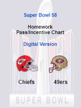 Preview of Super Bowl 58 Homework Pass - K, 1st, 2nd, 3rd, 4th, 5th, 6th, 7th - Digital