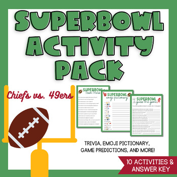 Preview of Super Bowl Activities | Super Bowl 2024 | Superbowl Fun Activity Pack | Football