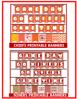 Preview of Super Bowl Bunting Banners Bundle: Chiefs and 49ers Themed