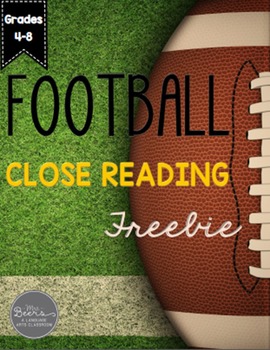 Preview of FOOTBALL Close Reading FREEBIE for Grades 4-8