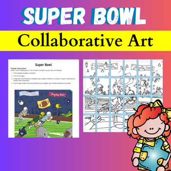 Preview of Super Bowl Collaborative Poster Art Bulletin Board Coloring