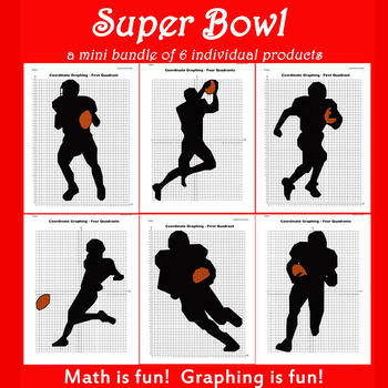 Preview of Super Bowl Coordinate Graphing Picture: Athlete Bundle 6 in 1