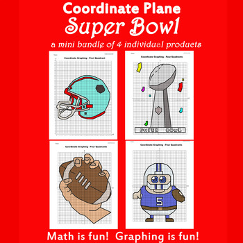 Preview of Super Bowl Coordinate Graphing Picture: Bundle 4 in 1