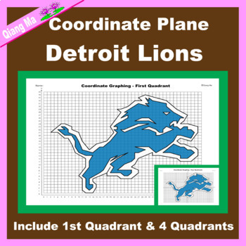 Preview of Super Bowl Coordinate Plane Graphing Picture: Detroit Lions