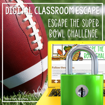 Preview of Super Football Game Day Digital Escape Room Math Fun