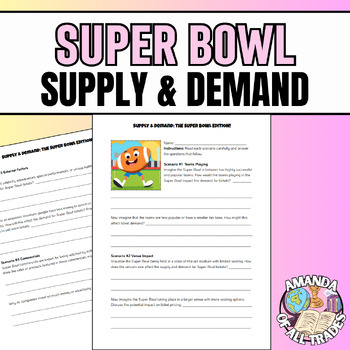 Preview of Super Bowl Football Supply & Demand Scenarios Worksheet w/ Answer Key