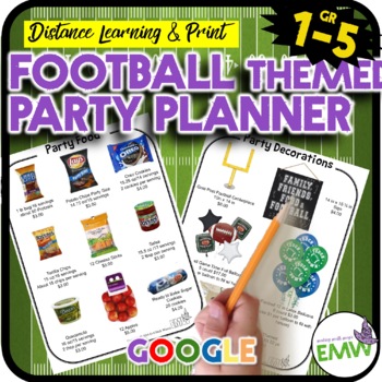 Preview of Super Bowl Football Themed Math Activity Party Planner Google PowerPoint