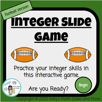 Preview of Super Bowl/Football themed Integer Slide Game