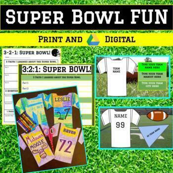 Preview of Super Bowl Fun: Design your own Jersey and 3-2-1 Chart! 