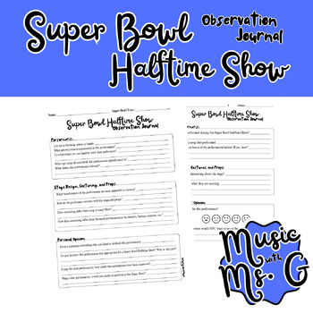 Preview of Super Bowl Halftime Observation Journal