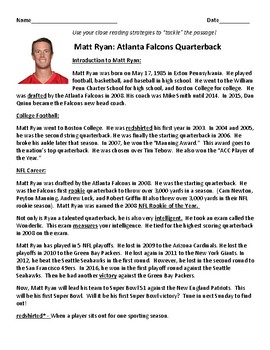 Preview of Super Bowl LI, Matt Ryan Nonfiction Passage and Comprehension Questions