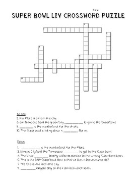 Super Bowl Crossword – Free Printable