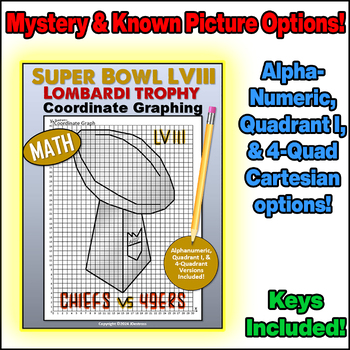 Preview of Super Bowl LVIII Lombardi Trophy Coordinate Graph Mystery Picture! 49ers-Chiefs!