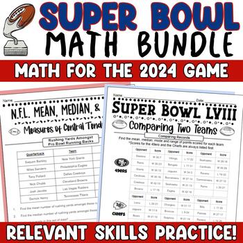 Super Bowl Math Activities Bundle 2023 - NFL Stats Math and Super Bowl Teams