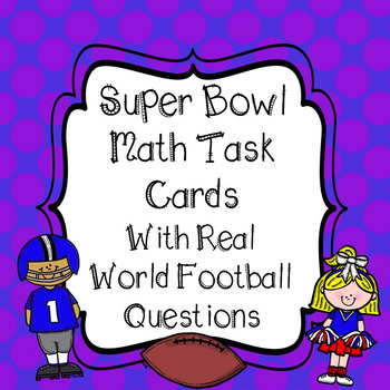 Preview of Superbowl Math Digital Task Cards Activity Football Math Word Problems 2024