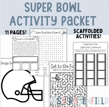 Preview of Super Bowl NO PREP Activity Packet | Football & Taylor Swift Themed, Scaffolded