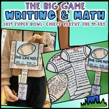 Preview of The Big Game Football Writing & Math Activity February Hallway