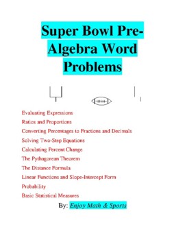 Preview of Super Bowl Pre-Algebra Word Problems