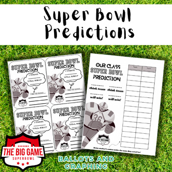 Preview of Super Bowl Prediction Ballots and Class Graphing Activity | Easy No Prep