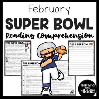 Preview of Super Bowl Reading Comprehension Worksheet Central Idea Main Idea February