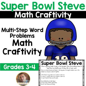 Preview of Super Bowl Math Craft - Multi-Step Word Problem Craftivity - Grades 3-4