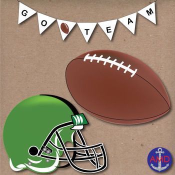 Preview of Super Bowl Sunday Football Clip Art- Helmets, Banners, Number One Fingers