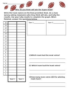 Preview of Super Bowl Survey and Graph Worksheet