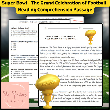 Preview of Super Bowl - The Grand Celebration of Football Reading Comprehension Passage