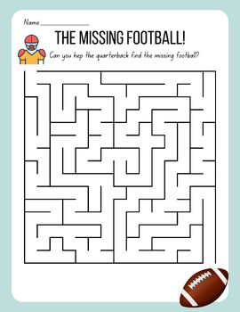 Super Bowl Worksheets/Maze | February Worksheet | TPT