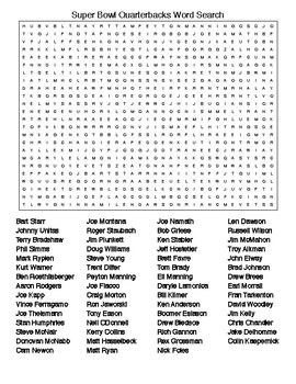 Super Bowl #39 s Winning Quarterbacks Crossword Puzzle and Word Search