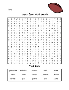 Free Printable Super Bowl Word Search Puzzle