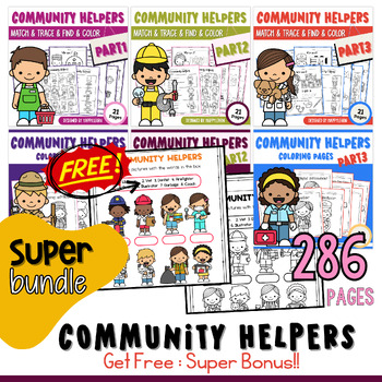 Preview of Super Bundle I Community Helpers Worksheets and Coloring Pages