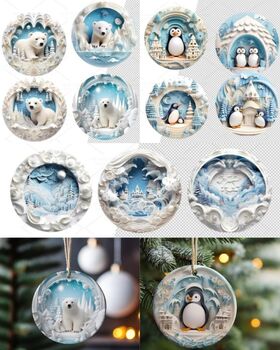Preview of Super Cute 30 Magical Winter 3D Ornament Graphics for Festive Delight