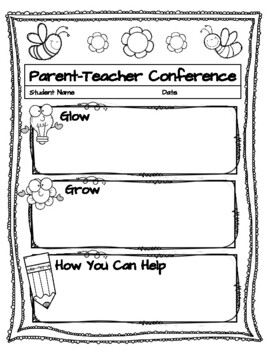 Preview of Super Cute Parent Teacher Conference Form (Bugs)