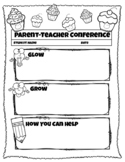 Super Cute Parent Teacher Conference Form (Cupcakes)