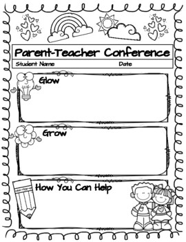 Preview of Super Cute Parent Teacher Conference Form (Cute Kids)