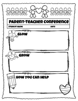 Preview of Super Cute Parent Teacher Conference Form (Cute Love)